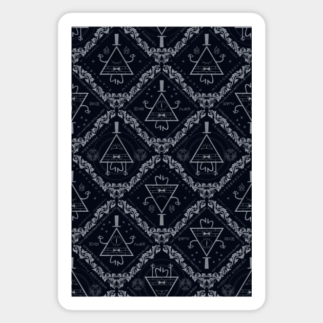 Bill Cipher Damask (dark) Sticker by cibokilley